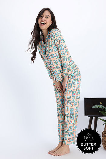 Buy Zivame Buttersoft Knit Poly Pyjama Set - Moonlight Jade